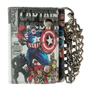 Captain America Trifold Leather Chain Wallet